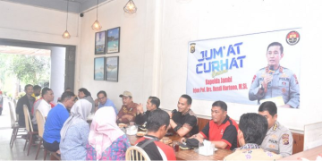 Dirreskrimum Polda Jambi, Kombes Pol. Andri Ananta Yudisthira didampingi oleh Kabid Humas Polda Jambi, Kombes Pol. Mulia Prianto. [dok Alamsyah]