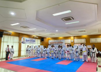 Pembukaan Kejuaraan Karate Bimawa Cup 2023, di di ruang auditorium kampus 3 Universitas Ahmad Dahlan Yogyakarta, Senin (9/1/2023).