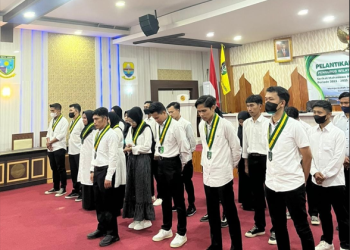 Pelantikan Serikat Mahasiswa Muslimin Indonesia se-Provinsi Jambi, di ruang pola Kantor Gubernur Jambi, Jumat (20/1/2023). (Foto Bendum SEMMI Provinsi Jambi/Renaldi )