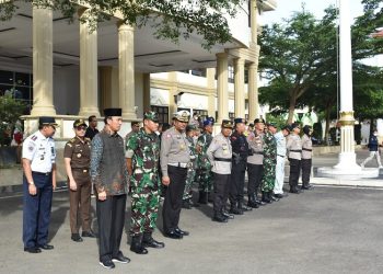 Pelaksanaan Apel Gelar Pasukan Operasi Keselamatan 2023 di lapangan Mapolda Jambi, Selasa (07/02/2023).(Dok-. Kapenrem 042/Gapu- Mayor Inf RM. Hatta)