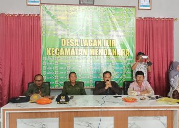 Musyawarah Penetapan Anggaran Pendapatan dan Belanja Desa Tahun Anggaran 2023, di aula Kantor Desa Lagan Ilir, Jumat (17/2/2023). (Foto Misbah)