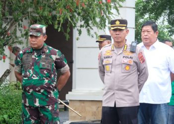 Danrem 042/Gapu, Brigjen TNI Supriono, hadiri Apel Konsolidasi dan penutupan Posko Crisis Center Polda Jambi, Kamis (23/2/2023). (Foto Penrem Gapu)