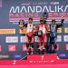 Pebalap AHRT Rheza Danica Ahrens saat berada di atas Podium (Kejurnas) Balap Motor pada ajang Mandalika Racing Series di Pertamina Mandalika International Street Circuit, Minggu (4-5/3) - (dok. Astra Honda Racing Team)