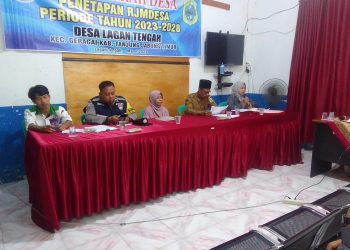 Pelaksanaan Musdes Penetapan RPJMdes 2023-2028 di Aula kantor Desa Lagan Tengah, Senin (13/3/2023). (Dok. Misbah)