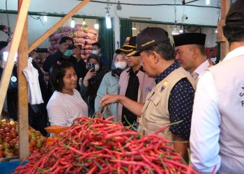 Wakil Gubernur Jambi, Abdullah Sani saaat melakukan sidak bersama Satgas pangan dan TPID Provinsi Jambi, di Pasar Angso Duo Baru, Rabu (22/3/2023) - (Dok. Firdaus)