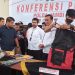 Barang bukti Narkotika jaringan Pekanbaru yang berhasil diungkap oleh Polda Jambi dalam konferensi pers di Mapolda Jambi, Rabu (29/3/2023). [Foto: Ega]