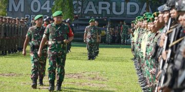 Apel Gelar Pasukan Pengamanan Jelang Kunjungan Presiden RI di Jambi  di lapangan Upacara Makorem 042/Gapu Jambi, Selasa (02/05/2023). (Dok. Penrem 042/Gapu)