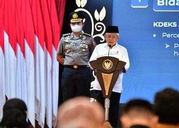 Wapres, K.H. Ma’ruf Amin saat menyampaikan kata sambutan pada Pengukuhan KDEKS Provinsi Jambi di Rumdis Gubernur Jambi, Kamis (04/05/2023). (Dok. EP/RJP-BPMI Setwapres)