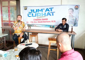 Pelaksanaan Jum'at Curhat Polda Jambi bersama Ormas, LSM dan Pemerhati Lingkungan, Jumat (05/05/2023). (Dok. Humas Polda Jambi)