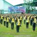 Korem 042/Gapu bersama Kepolisian Daerah Jambi menggelar olahraga bersama bertempat di lapangan Makorem. Selasa (09/05/2023). (Dok. Penrem 042/Gapu)