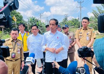 Presiden Jokowi saat Tinjau Kondisi Jalan di Desa Sungai Gelam, Kabupaten Muaro Jambi, Provinsi Jambi, pada Selasa, (16/05/2023). (Dok. Biro Pers, Media, dan Informasi Sekretariat Presiden)