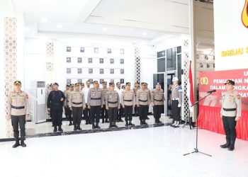 Upacara Pemuliaan Nilai-nilai Luhur Tribrata di Lobby Utama Mapolda Jambi Rabu (21/06/2023). (Dok. Humas Polda Jambi)