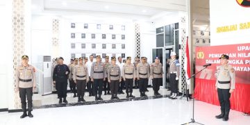 Upacara Pemuliaan Nilai-nilai Luhur Tribrata di Lobby Utama Mapolda Jambi Rabu (21/06/2023). (Dok. Humas Polda Jambi)