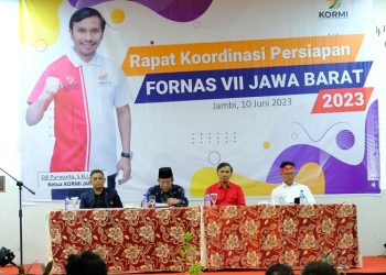Wagub Abdullah Sani saat membuka Rakor Persiapan Kontingen FORNAS KORMI Provinsi Jambi, di Rumah Kito Resort Jambi, Sabtu (10/06/2023) (Foto: Diskominfo/Sobirin)