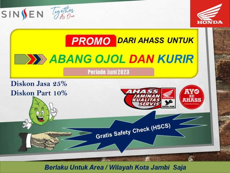 Flyer Promo Diskon Servis Motor untuk Driver Ojol dan Kurir dari Sinsen (Dok. Ajeng - Sinsen)