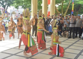 Apel Silaturahmi Kebangsaan Sambut Kedatangan Suku Dayak di Mapolda Jambi pada Kamis, (22/06/2023) (Dok. Humas Polda Jambi)