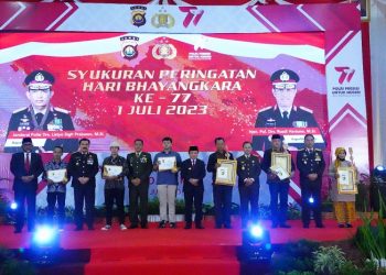 Syukuran Hari Bhayangkara ke-77 Tahun 2023 Polda Jambi bertempat di Hotel Ratu Convention Centre, Sabtu (01/07/2023). (Penrem 042/Gapu)