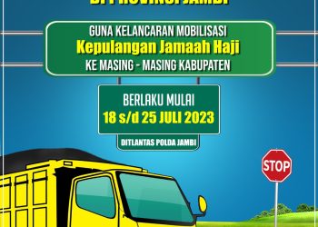 Banner pemberitahuan pemberhentian operasional angkutan batu bara di Provinsi Jambi. (Dok. Humas Polda Jambi)