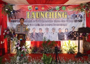 Kapolres Grobogan, AKBP Dedy Anung Kurniawan pada acara dilaunchingnya 19 kampung tangguh TPPO di wilayah Kabupaten Grobogan, Kamis (20/7/2023). (Dok. Humas Polres Grobogan)