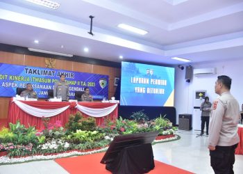 Kegiatan Taklimat Akhir Kegiatan Audit Kinerja Itwasum Polri Tahap II T.A 2023 Aspek Pelaksanaan dan  Pengendalian di Mapolda Polda Jambi pada Selasa, (29/08/2023). (Dok. Humas Polda Jambi)