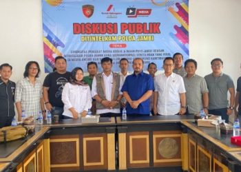 Diskusi publik Ditintelkam Polda Jambi bersama insan pers di Rumah Kebangsaan Siginjai, Thehok, Jambi Selatan, Kota Jambi, Rabu (2/8/2023) (Dok. Fei)