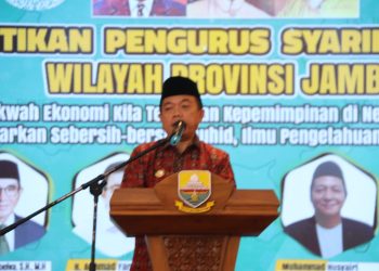 Al Haris pada pelantikan Pengurus Dewan Pimpinan Wilayah (DPW) Syarikat Islam Provinsi Jambi Periode 2023-2025, bertempat di Auditorium Rumah Dinas Gubernur Jambi, Jum'at (11/08/2023). (Dok. Agus Supriyanto -Kominfo)