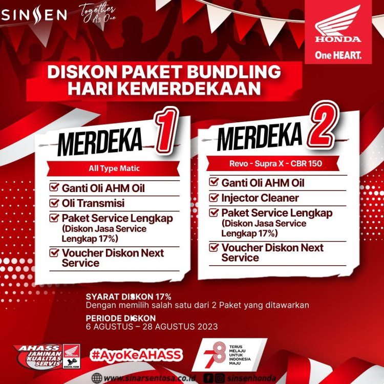 Flyer program Sinsen menarik bertajuk “Meraih Merdeka Bersama AHASS". (Dok. Sinsen Jambi)