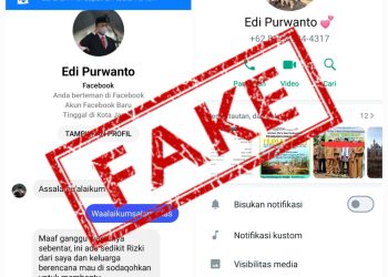 Akun Facebook dan WA mencatut Nama Ketua DPRD Jambi (dok Screenshot FB dan WA Penipu)