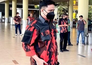Ketua BKPB Pemuda Pancasila, Dicky Jaden ketika berada di bandara Sultan Thaha Jambi, Rabu (06/09/2023). (Dok. Siklusjambi)